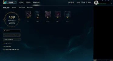 CONTA PLATINA 5, TODOS CHAMP, 100 SKINS, 15 PAGINA DE RUNA.