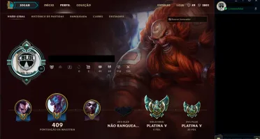 CONTA PLATINA 5, TODOS CHAMP, 100 SKINS, 15 PAGINA DE RUNA.