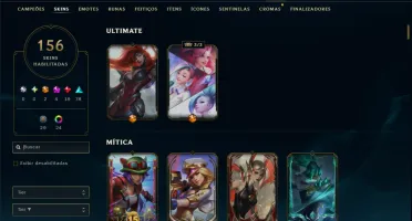 Unranked com TODOS os Champs e 156 Skins +1 Prestigio