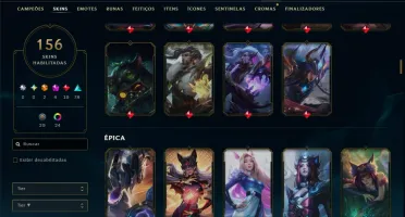 Unranked com TODOS os Champs e 156 Skins +1 Prestigio