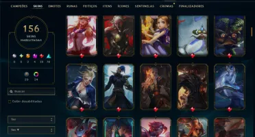 Unranked com TODOS os Champs e 156 Skins +1 Prestigio
