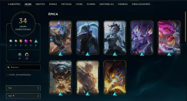 Esmeralda 3 com TODOS os Champs e 34 Skins ( SUP / JG )
