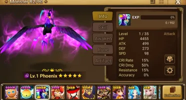 Reroll Summoners War lvl10 com Fenix Dark - Jaara + Chasun