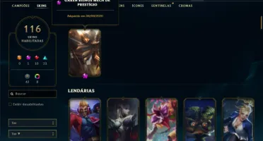 Conta Unranked com 145 Champs e 116 Skins + 1 Prestigo GAREN