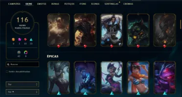 Conta Unranked com 145 Champs e 116 Skins + 1 Prestigo GAREN