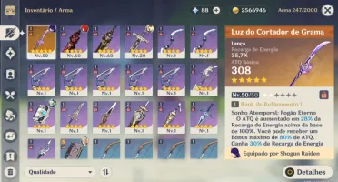 Shogun Raiden (Baal) + cortador de grama e Diluc