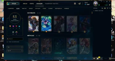 Conta Platina IV com TODOS os campeões, 53 skins 2 ultimates