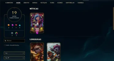 Conta unranked ex plat com 46 champs e 19 skins +27 Espolios