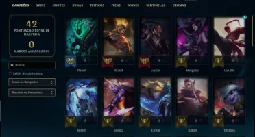 Conta unranked ex plat com 46 champs e 19 skins +27 Espolios