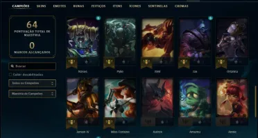 Conta unranked ex plat com 46 champs e 19 skins +27 Espolios