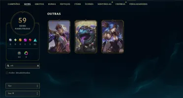 Unranked com 140 Champs e 59 Skins ( MID / ADC / JG )