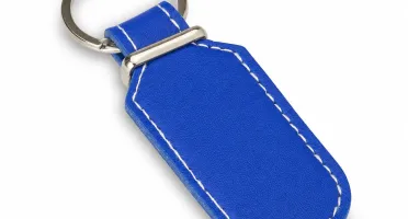 Chaveiro Azul de Couro Sintético com Argola