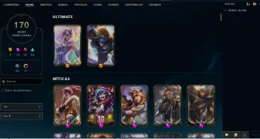 Conta level 412 todos os champ 170 skin 228 emote 326 icone