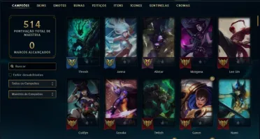 Conta unranked com 140 champs e 98 skins ( MAIN SUP )