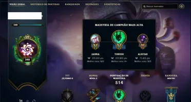 Conta unranked com 140 champs e 98 skins ( MAIN SUP )