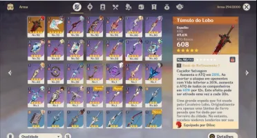 AR 55| diluc c2 + wgs +5 personagens 5 estrelas