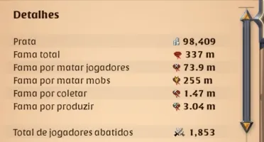 Conta Albion 300M fama 74 PVP