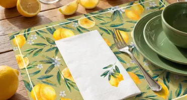Jogo Americano de Papel Premium Limão Siciliano | Mesa Posta