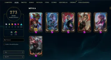 Ouro 4 com TODOS os Champs e 273 Skins ( TOP / JG )