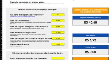 Melhor Planilha de Precificação - Shopee, ML, Loja fisica,