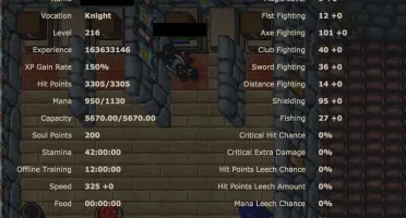 Elite Knight (EK) level 216 em mundo Optional PVP