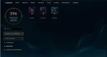 Conta OURO 3 140 Champs 33 Skins