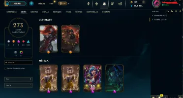 conta lvl 310 ouro com todos os champs e com 277skins