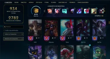 Esmeralda 4 com TODOS os champs e 199 Skins ( Nivel 865 )