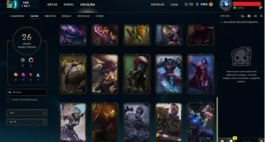 Conta de Lol lvl 41 ouro V, 87 champs e 26 skins