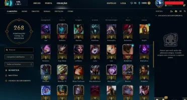 Conta de Lol lvl 41 ouro V, 87 champs e 26 skins