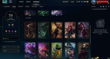 Conta de Lol lvl 41 ouro V, 87 champs e 26 skins