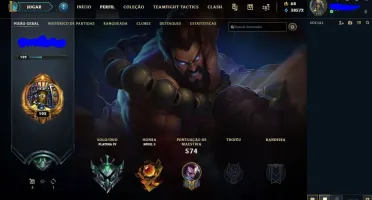 Conta LoL Platina 4, todos os campeões, 84 skins e 40k ea.