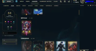 Conta LoL Platina 4, todos os campeões, 84 skins e 40k ea.