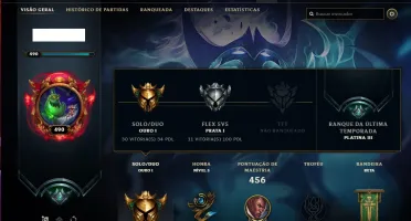Conta ouro 1(plat 3 season passada)com 124 skins e 93 champs