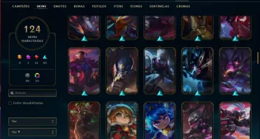 Conta ouro 1(plat 3 season passada)com 124 skins e 93 champs