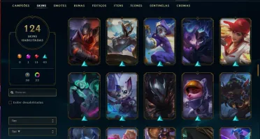 Conta ouro 1(plat 3 season passada)com 124 skins e 93 champs
