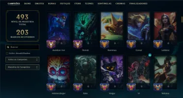 Prata 2 com TODOS os Champs e 35 Skins ( JG / MID / SUP )