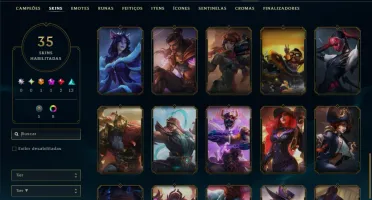 Prata 2 com TODOS os Champs e 35 Skins ( JG / MID / SUP )