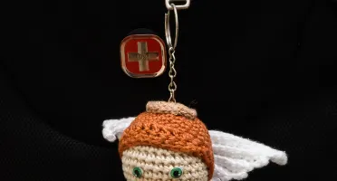 Chaveiro Carinha de Anjo em Amigurumi