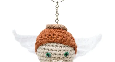 Chaveiro Carinha de Anjo em Amigurumi