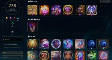Conta Ouro - MMR Platina - 216 Skins - 22K Essência Azul