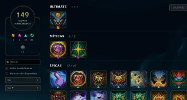 CONTA  LOL LEVEL 167-142 SKINS-105 CHAMP-23 M7-NEO PAX SIVIR