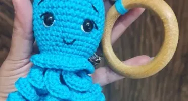 Amigurumi Chocalho Polvo Azul