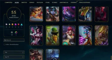 Unranked com 100 Champs e 55 Skins ( MID / JG )