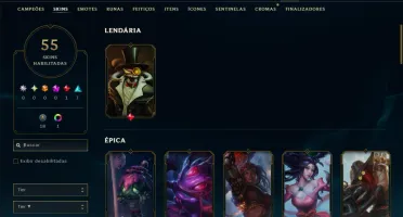 Unranked com 100 Champs e 55 Skins ( MID / JG )