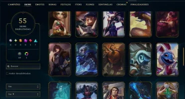 Unranked com 100 Champs e 55 Skins ( MID / JG )