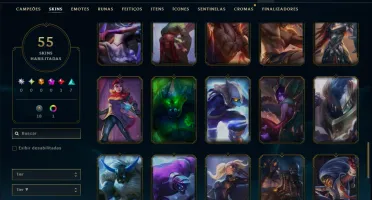Unranked com 100 Champs e 55 Skins ( MID / JG )
