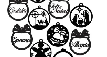Bolas Natalinas Sortidas em MDF - Kits de 5 ou 10