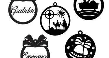 Bolas Natalinas Sortidas em MDF - Kits de 5 ou 10