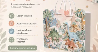Kit 15 Sacolinhas Dinossauros - Pegue e Monte